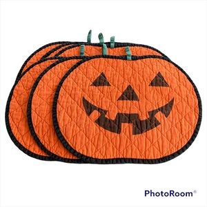 Halloween Pumpkin Jack O Lantern Placemats Set Of 6